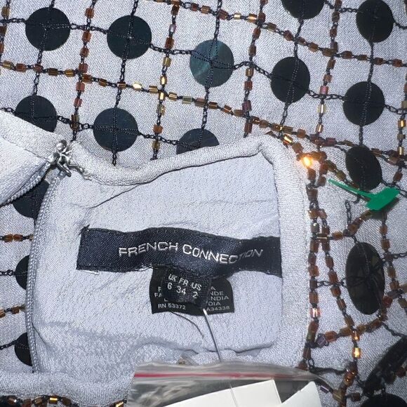 French connection dress sequined sheath three-quarter sleeve Zip back lined - Picture 7 of 9